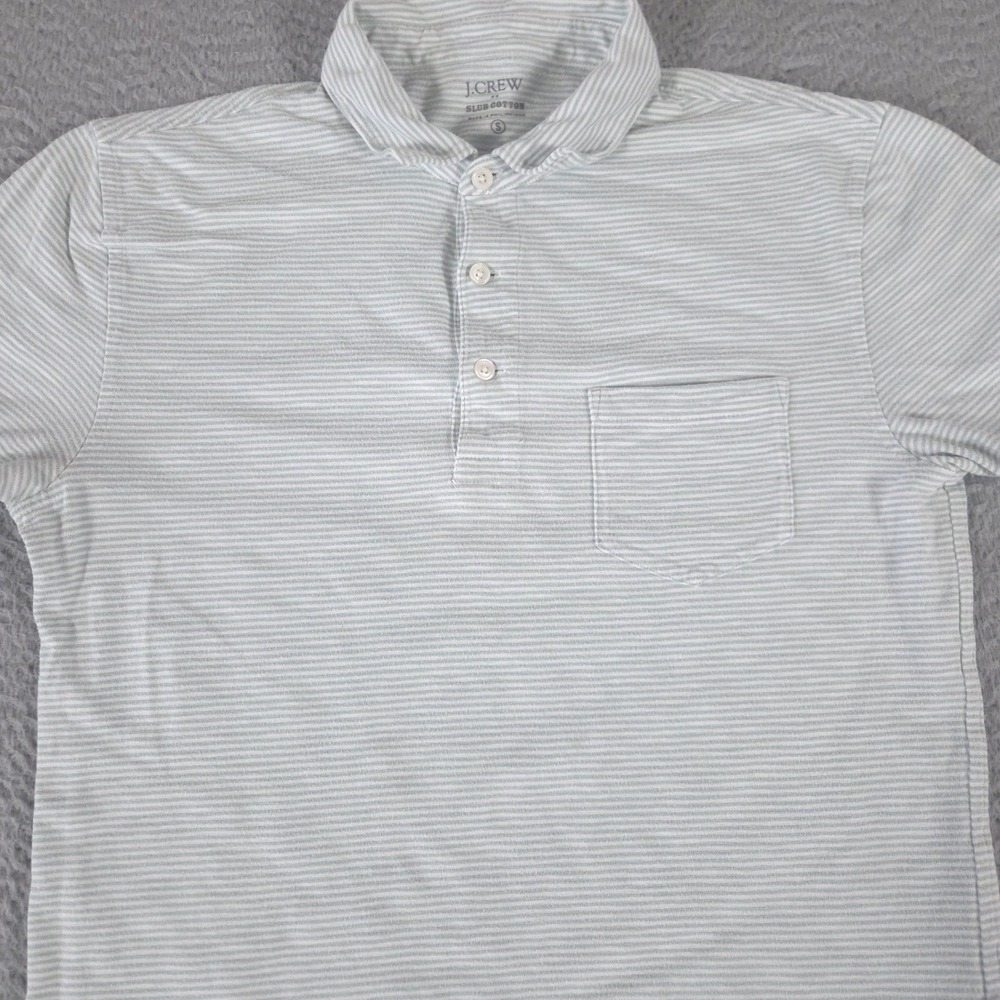 J.Crew Polo Shirt Mens Small Striped Slub Jersey Pocket Short Sleeve Cotton Tee